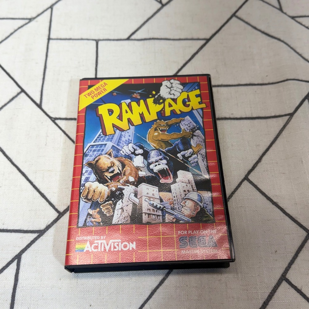 Sega Master System Rampage Game Black CIB Activision Tested 1988 Vintage